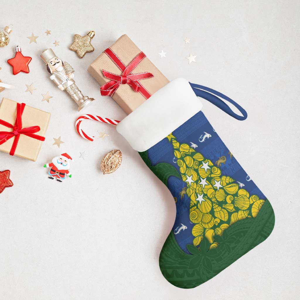 Solomon Islands Christmas Stocking Seashell Xmas Tree Tribal Waves - Polynesian Pride