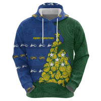 Solomon Islands Christmas Hoodie Seashell Xmas Tree Tribal Waves - Polynesian Pride
