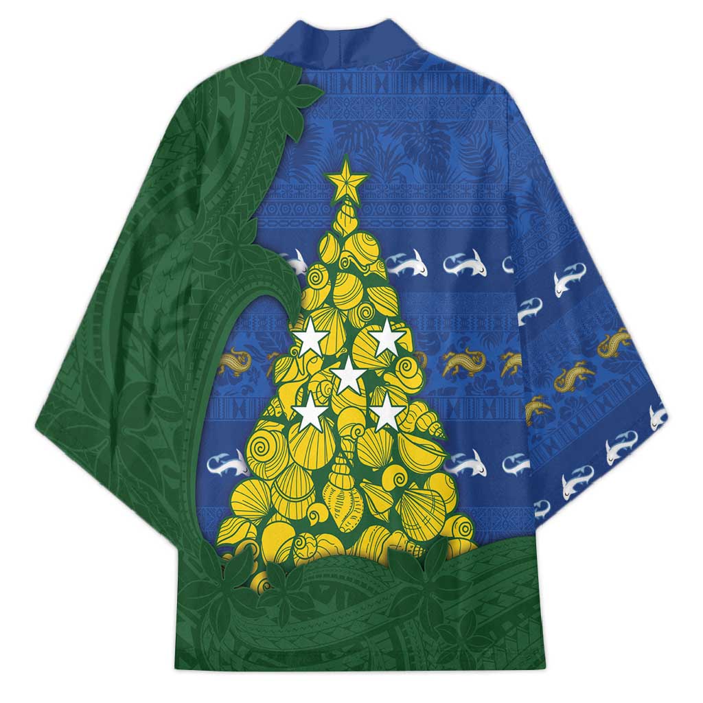 Solomon Islands Christmas Kimono Seashell Xmas Tree Tribal Waves - Polynesian Pride