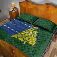 Solomon Islands Christmas Quilt Bed Set Seashell Xmas Tree Tribal Waves - Polynesian Pride