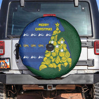 Solomon Islands Christmas Spare Tire Cover Seashell Xmas Tree Tribal Waves - Polynesian Pride