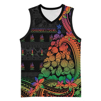 New Caledonia Christmas Basketball Jersey Seashell Xmas Tree Tribal Waves DT05 Unisex Black - Polynesian Pride