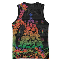 New Caledonia Christmas Basketball Jersey Seashell Xmas Tree Tribal Waves DT05 - Polynesian Pride