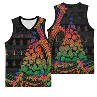 New Caledonia Christmas Basketball Jersey Seashell Xmas Tree Tribal Waves DT05 - Polynesian Pride