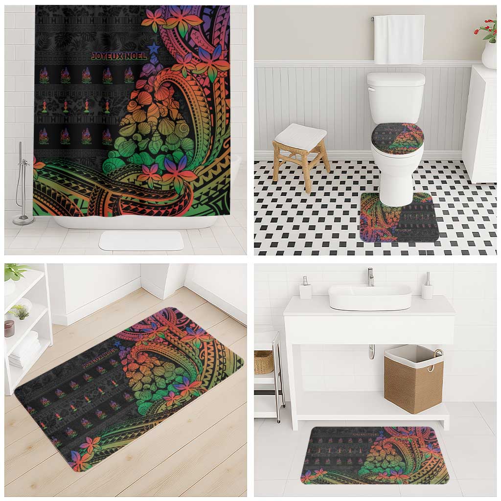 New Caledonia Christmas Bathroom Set Seashell Xmas Tree Tribal Waves - Polynesian Pride