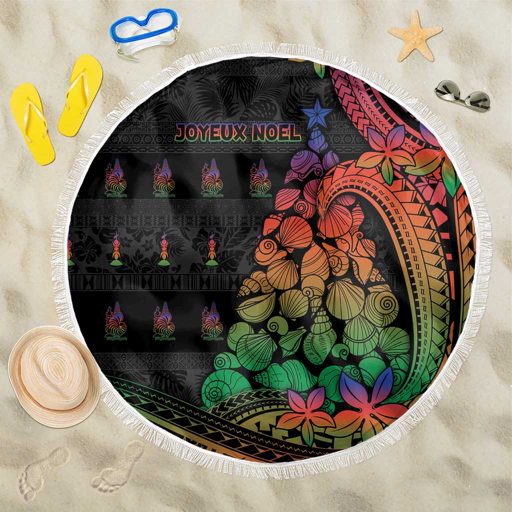 New Caledonia Christmas Beach Blanket Seashell Xmas Tree Tribal Waves - Polynesian Pride