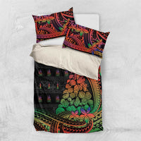 New Caledonia Christmas Bedding Set Seashell Xmas Tree Tribal Waves DT05 US Twin 172cm x 218cm Black - Polynesian Pride
