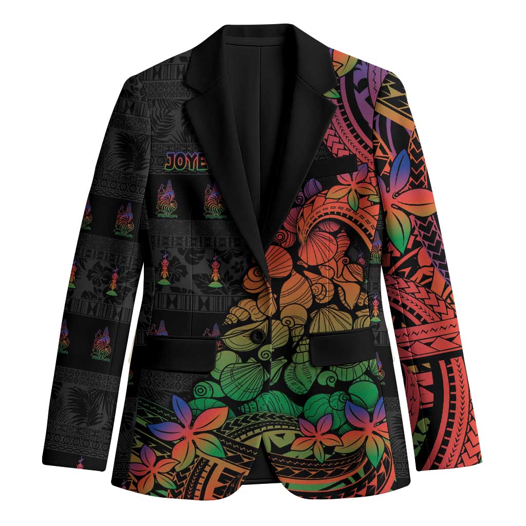 New Caledonia Christmas Blazer Seashell Xmas Tree Tribal Waves - Polynesian Pride