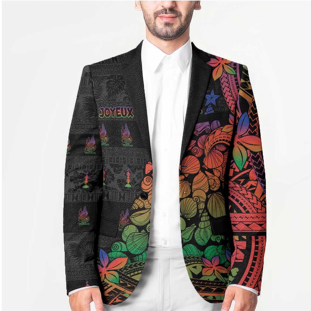 New Caledonia Christmas Blazer Seashell Xmas Tree Tribal Waves - Polynesian Pride