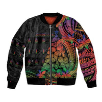 New Caledonia Christmas Bomber Jacket Seashell Xmas Tree Tribal Waves DT05 Unisex Black - Polynesian Pride