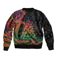 New Caledonia Christmas Bomber Jacket Seashell Xmas Tree Tribal Waves DT05 - Polynesian Pride