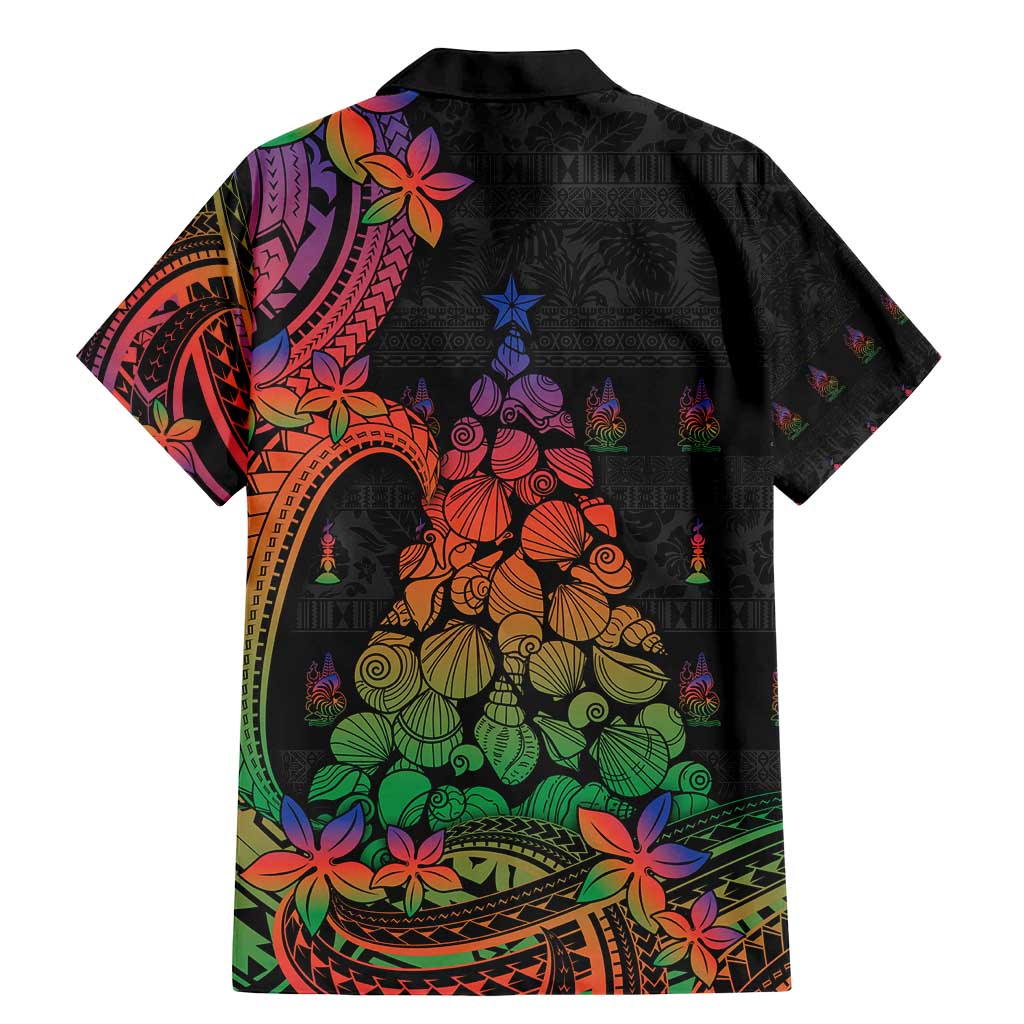 New Caledonia Christmas Family Matching Mermaid Dress and Hawaiian Shirt Seashell Xmas Tree Tribal Waves - Polynesian Pride