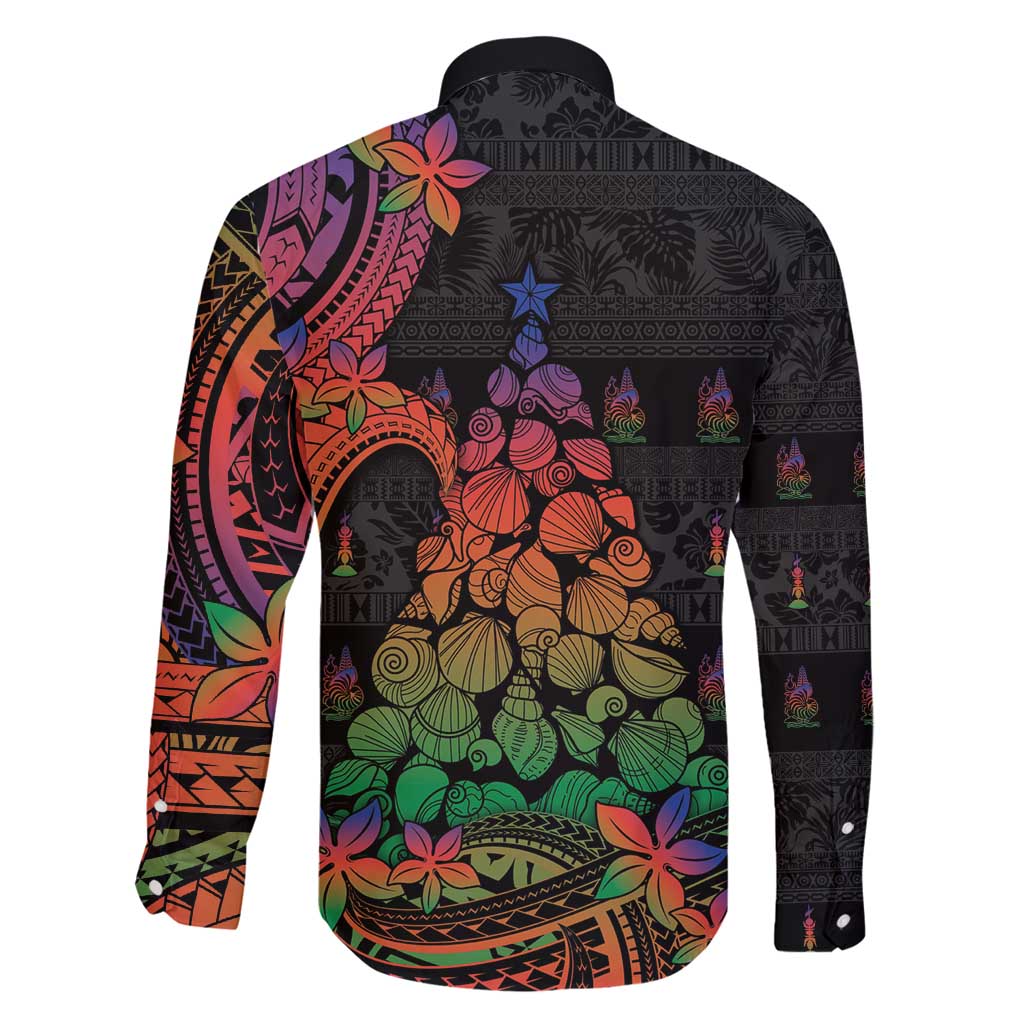 New Caledonia Christmas Family Matching Summer Maxi Dress and Hawaiian Shirt Seashell Xmas Tree Tribal Waves - Polynesian Pride