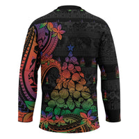 New Caledonia Christmas Hockey Jersey Seashell Xmas Tree Tribal Waves - Polynesian Pride