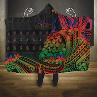 New Caledonia Christmas Hooded Blanket Seashell Xmas Tree Tribal Waves - Polynesian Pride