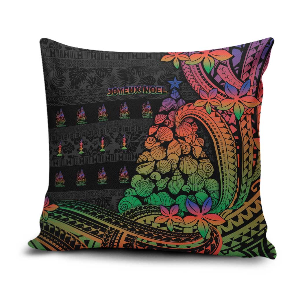 New Caledonia Christmas Pillow Cover Seashell Xmas Tree Tribal Waves DT05 Black - Polynesian Pride