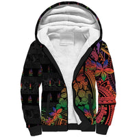 New Caledonia Christmas Sherpa Hoodie Seashell Xmas Tree Tribal Waves DT05 Unisex Black - Polynesian Pride
