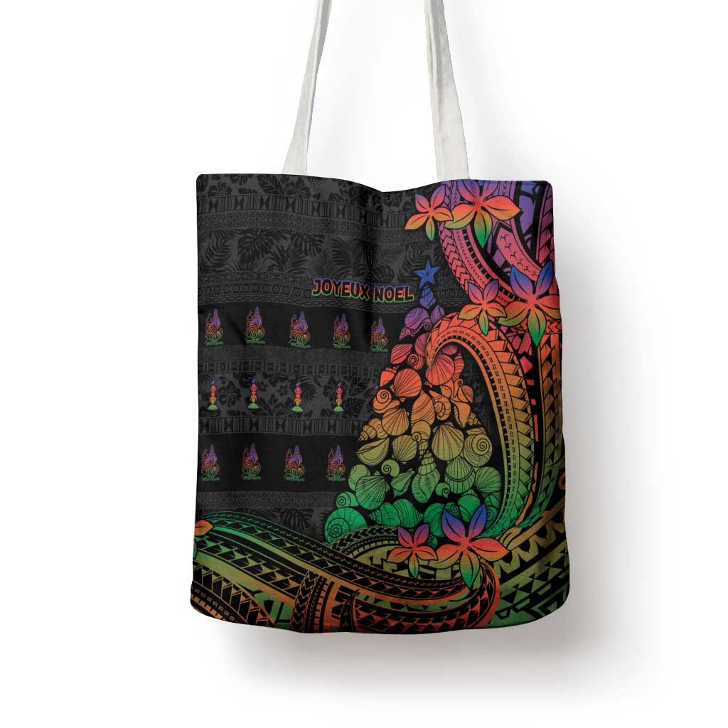 New Caledonia Christmas Tote Bag Seashell Xmas Tree Tribal Waves - Polynesian Pride