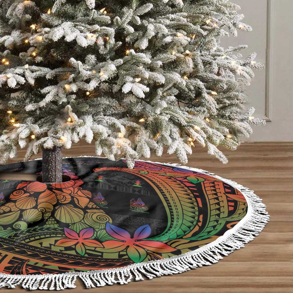 New Caledonia Christmas Tree Skirt Seashell Xmas Tree Tribal Waves - Polynesian Pride
