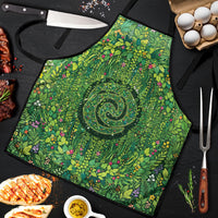 Polynesia Mother Nature Apron Glowing Heart Spiral Tropical Vine Floral DT05 Green - Polynesian Pride