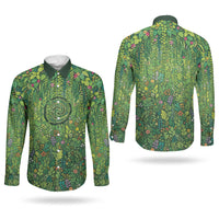 Polynesia Mother Nature Couples Matching Summer Maxi Dress and Long Sleeve Button Shirt Glowing Heart Spiral Tropical Vine Floral