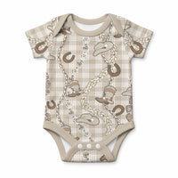 Hawaii Palaka Cowboy Baby Onesie Shell Maile Lei With Western Patterns