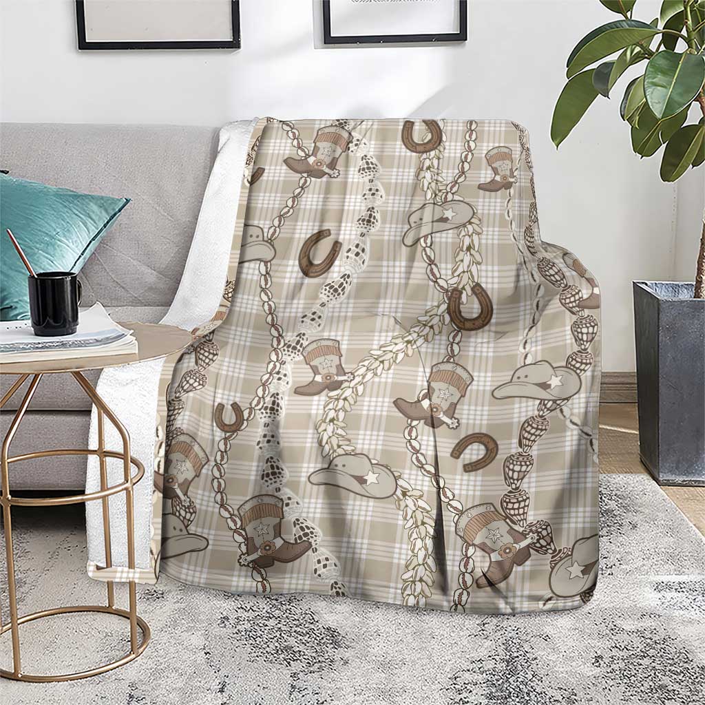 Hawaii Palaka Cowboy Blanket Shell Maile Lei With Western Patterns - Polynesian Pride