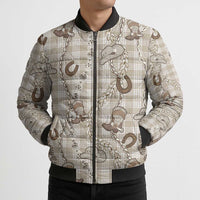 Hawaii Palaka Cowboy Bomber Puffer Jacket Shell Maile Lei With Western Patterns - Polynesian Pride
