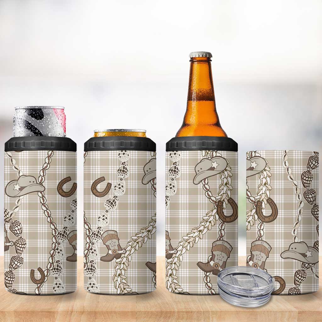 Hawaii Palaka Cowboy 4 in 1 Can Cooler Tumbler Shell Maile Lei With Western Patterns - Polynesian Pride