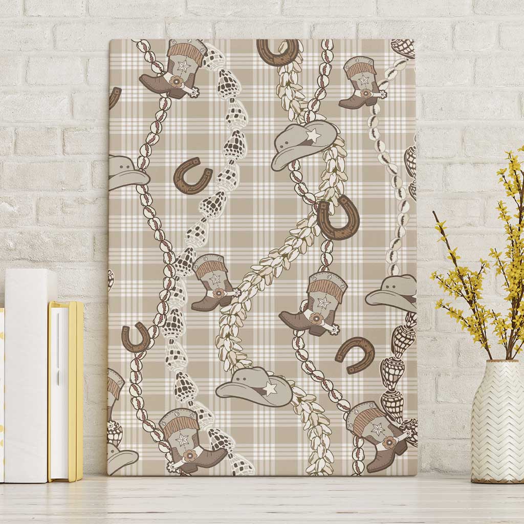 Hawaii Palaka Cowboy Canvas Wall Art Shell Maile Lei With Western Patterns - Polynesian Pride