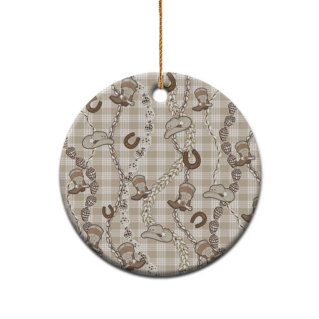 Hawaii Palaka Cowboy Ceramic Ornament Shell Maile Lei With Western Patterns - Polynesian Pride