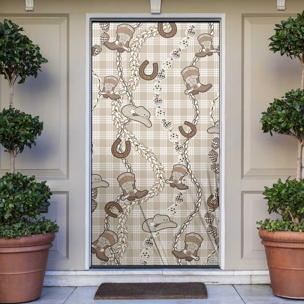 Hawaii Palaka Cowboy Door Cover Shell Maile Lei With Western Patterns - Polynesian Pride
