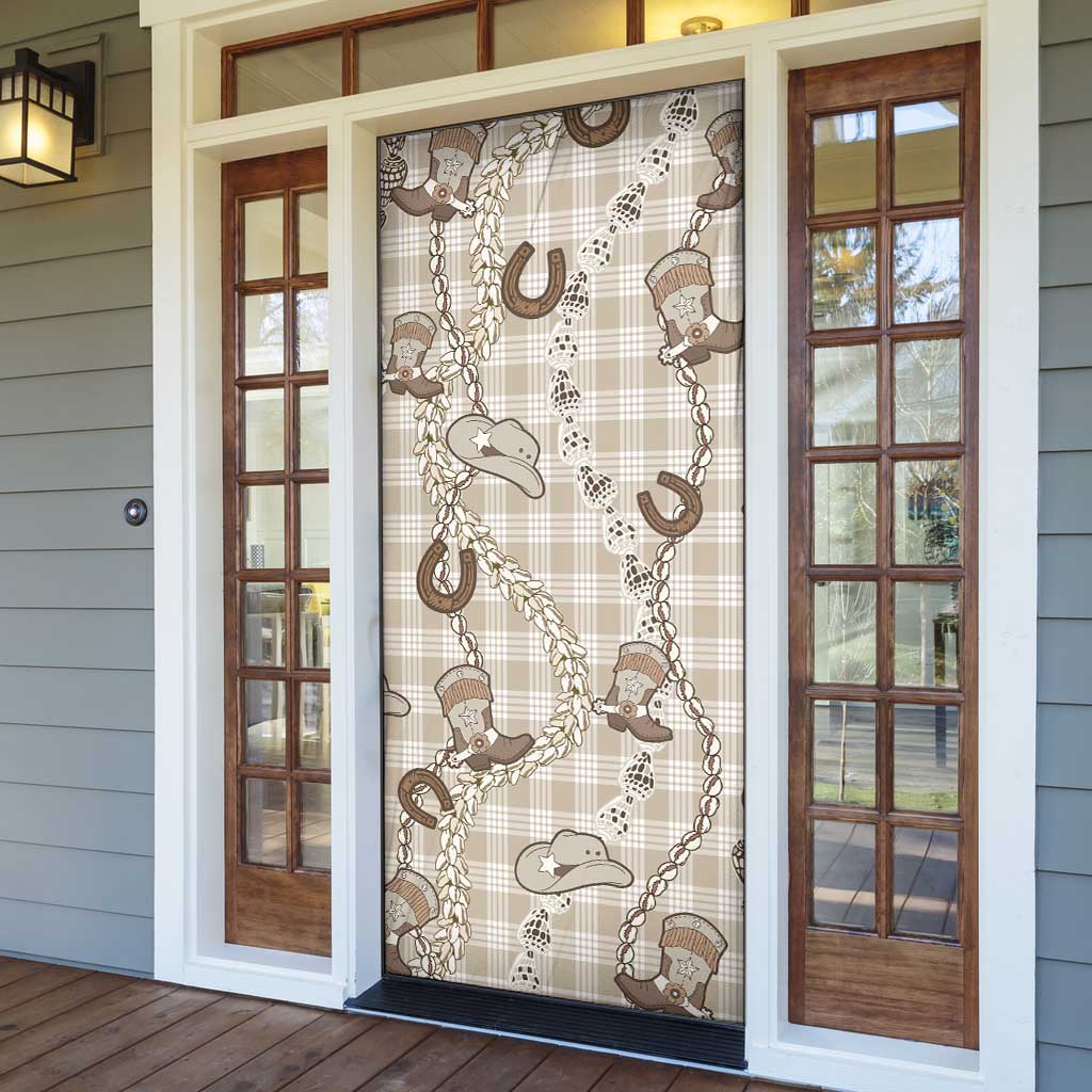 Hawaii Palaka Cowboy Door Cover Shell Maile Lei With Western Patterns - Polynesian Pride