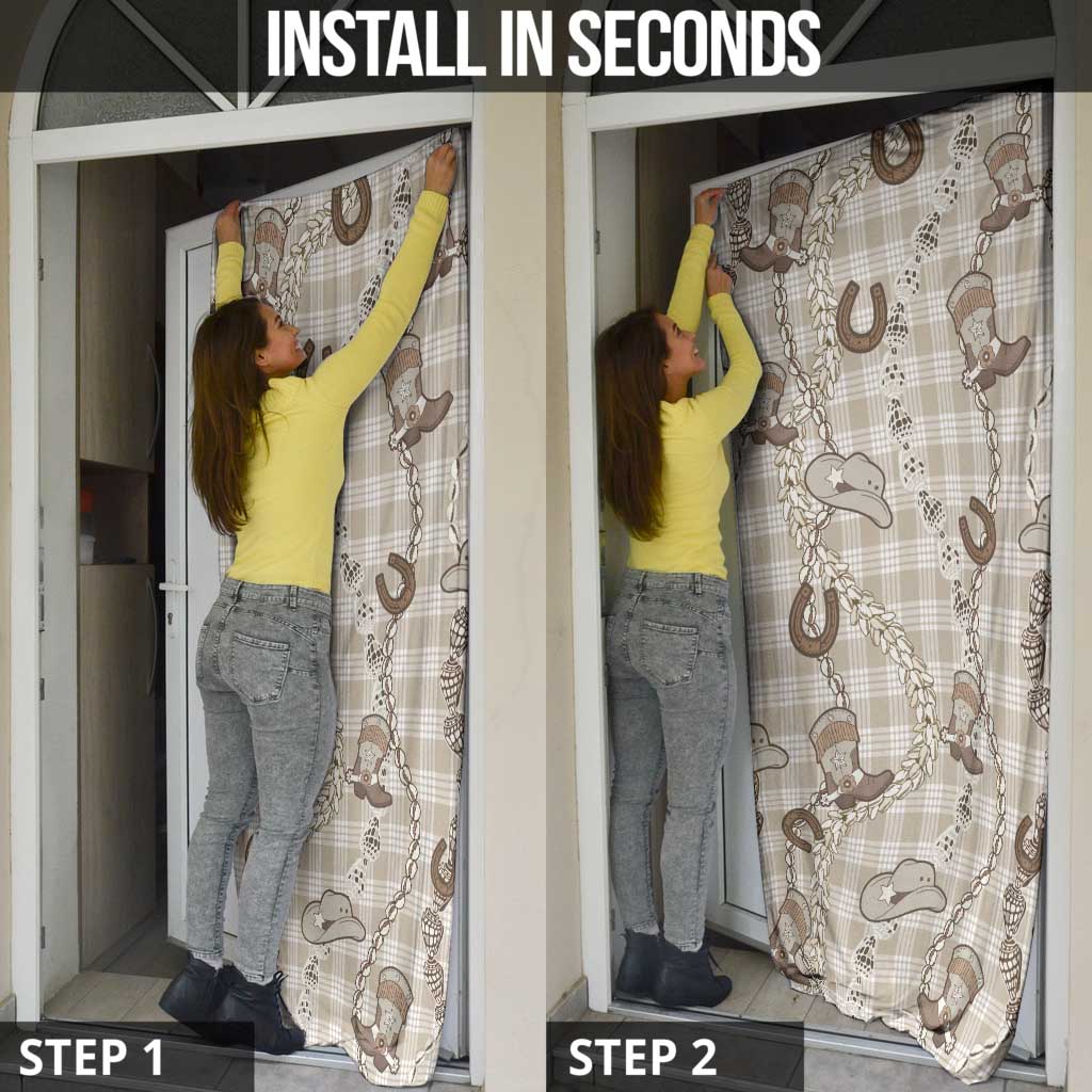 Hawaii Palaka Cowboy Door Cover Shell Maile Lei With Western Patterns - Polynesian Pride