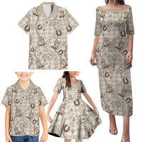 Hawaii Palaka Cowboy Family Matching Puletasi and Hawaiian Shirt Shell Maile Lei With Western Patterns DT05 - Polynesian Pride