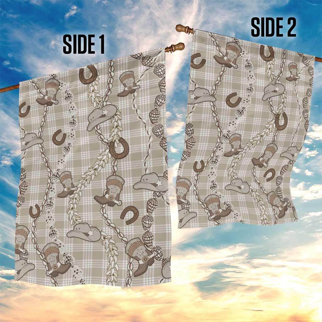 Hawaii Palaka Cowboy Garden Flag Shell Maile Lei With Western Patterns - Polynesian Pride