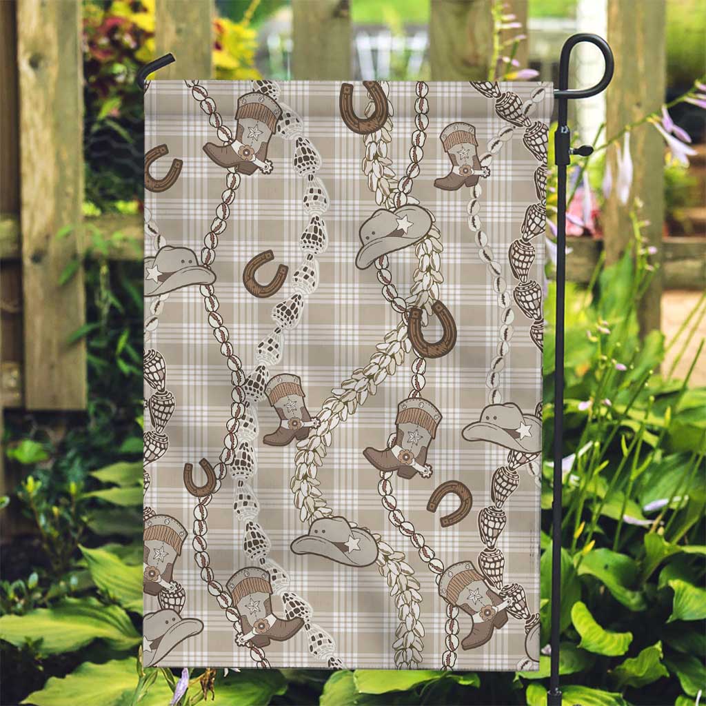 Hawaii Palaka Cowboy Garden Flag Shell Maile Lei With Western Patterns - Polynesian Pride