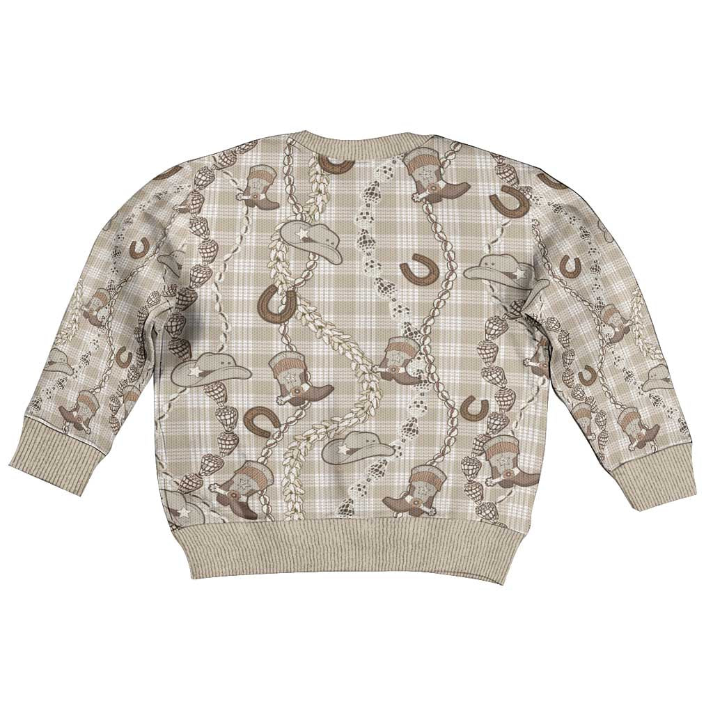 Hawaii Palaka Cowboy Kid Ugly Christmas Sweater Shell Maile Lei With Western Patterns - Polynesian Pride
