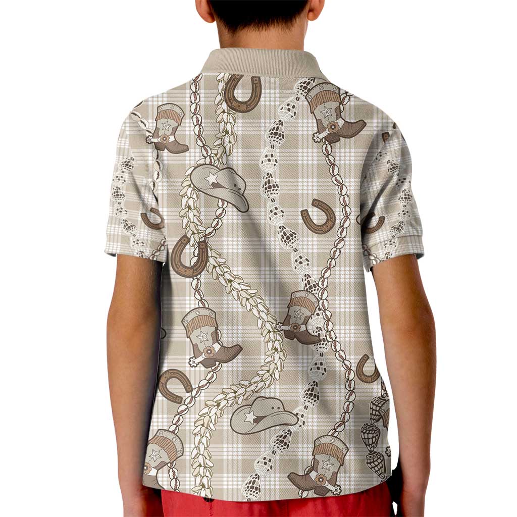 Hawaii Palaka Cowboy Kid Polo Shirt Shell Maile Lei With Western Patterns - Polynesian Pride