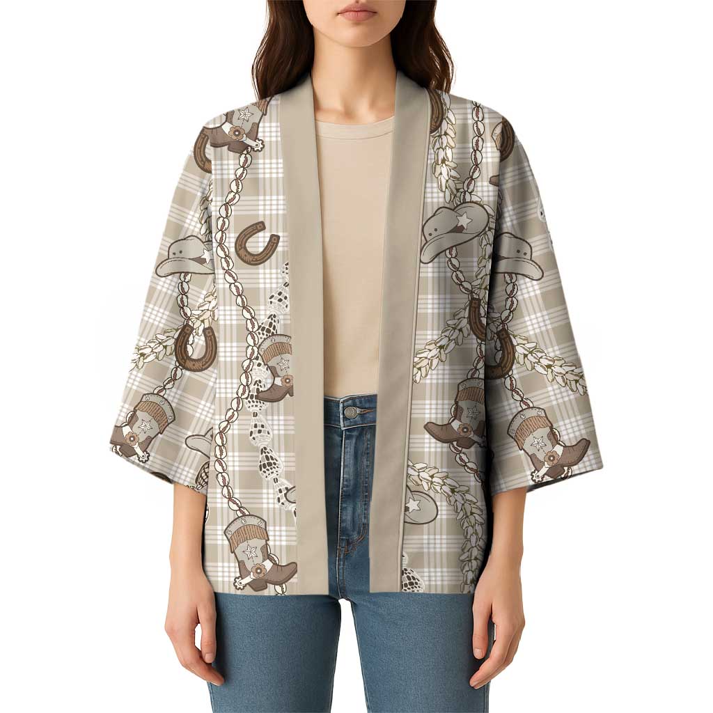 Hawaii Palaka Cowboy Kimono Shell Maile Lei With Western Patterns - Polynesian Pride