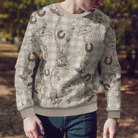 Hawaii Palaka Cowboy Ugly Christmas Sweater Shell Maile Lei With Western Patterns - Polynesian Pride