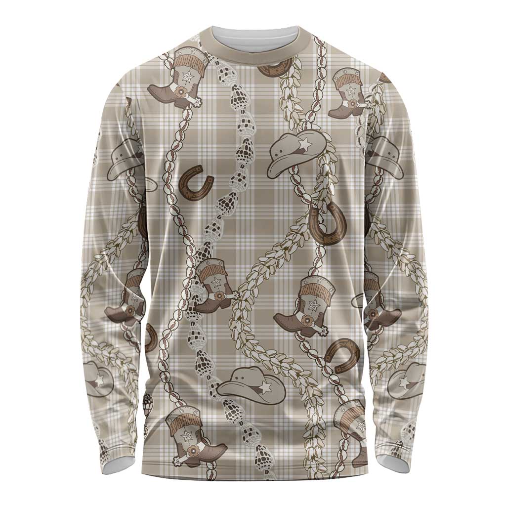 Hawaii Palaka Cowboy Long Sleeve Shirt Shell Maile Lei With Western Patterns - Polynesian Pride