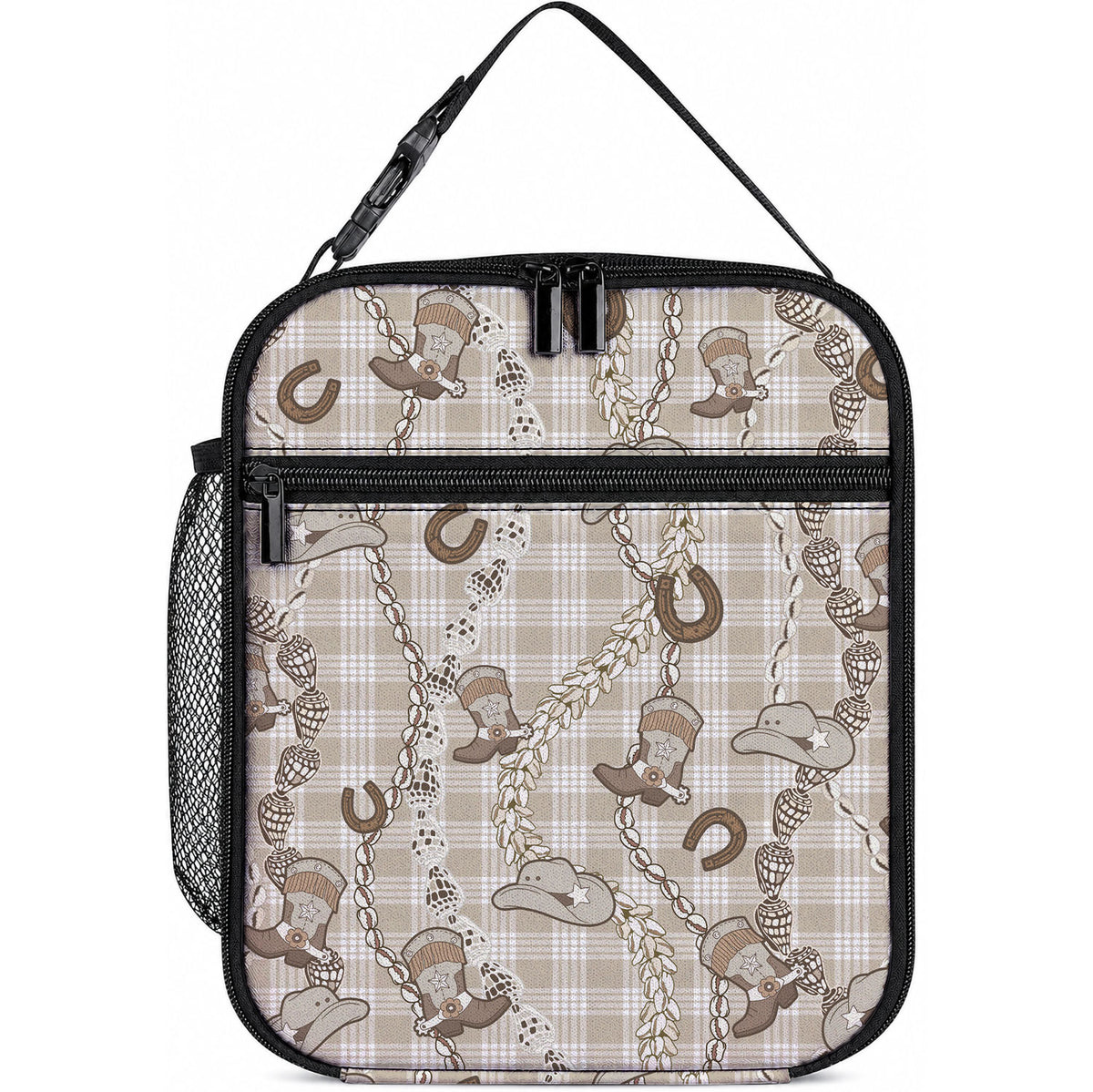 Hawaii Palaka Cowboy Lunch Bag Shell Maile Lei With Western Patterns