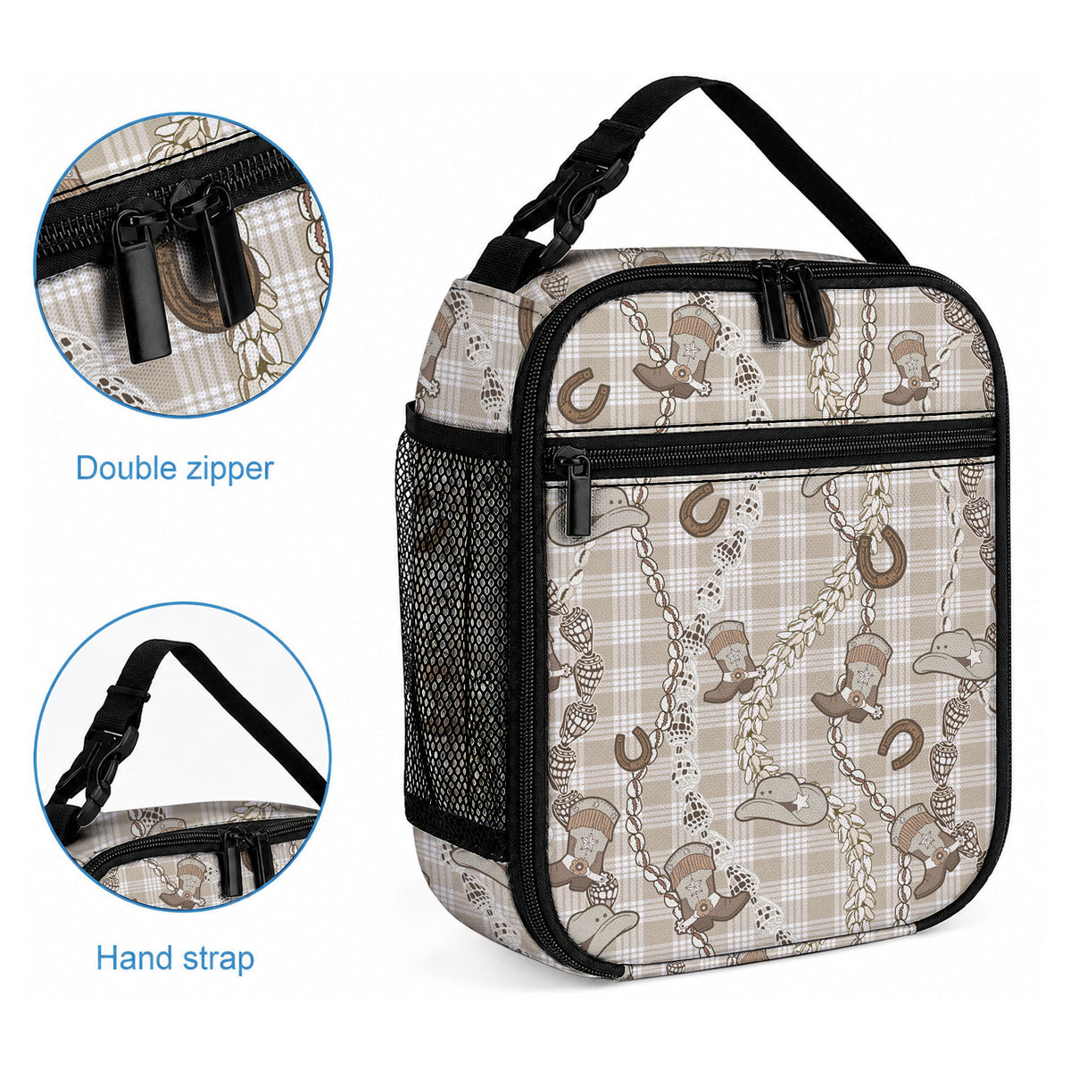 Hawaii Palaka Cowboy Lunch Bag Shell Maile Lei With Western Patterns