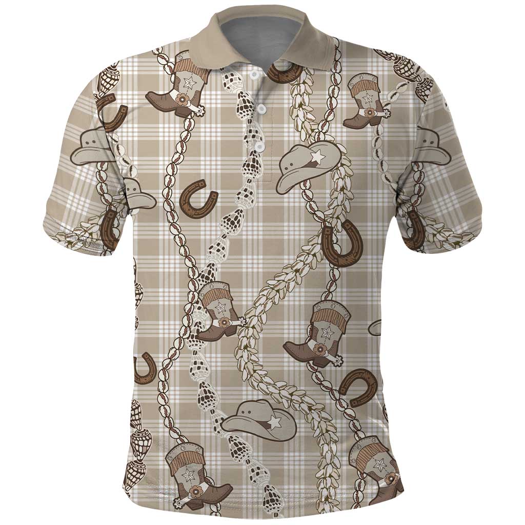Hawaii Palaka Cowboy Polo Shirt Shell Maile Lei With Western Patterns - Polynesian Pride