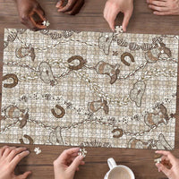 Hawaii Palaka Cowboy Puzzle Shell Maile Lei With Western Patterns - Polynesian Pride