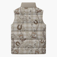 Hawaii Palaka Cowboy Sleeveless Puffer Jacket Shell Maile Lei With Western Patterns - Polynesian Pride