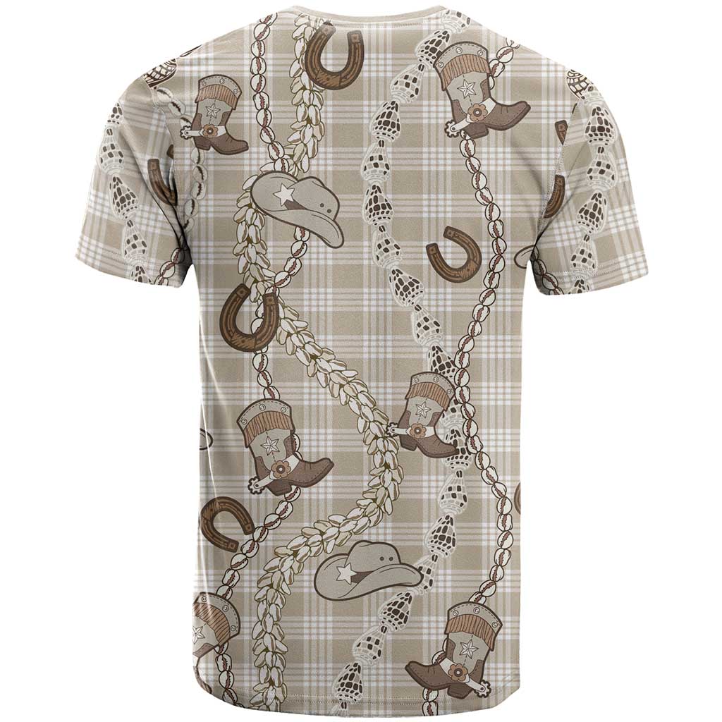 Hawaii Palaka Cowboy T Shirt Shell Maile Lei With Western Patterns - Polynesian Pride