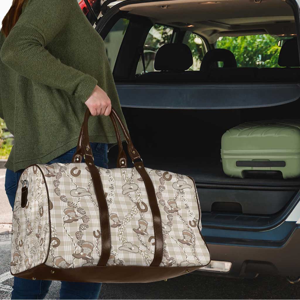 Hawaii Palaka Cowboy Travel Bag Shell Maile Lei With Western Patterns - Polynesian Pride