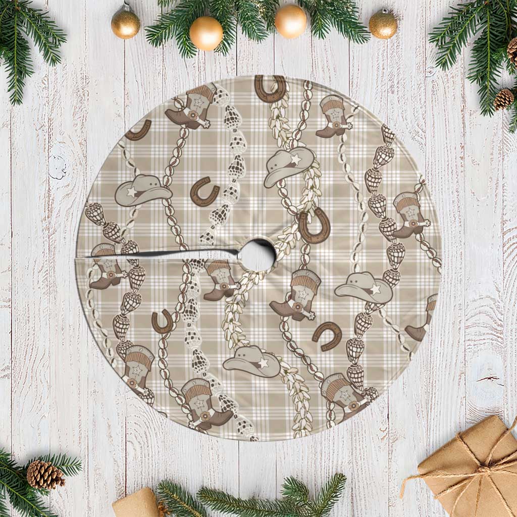Hawaii Palaka Cowboy Tree Skirt Shell Maile Lei With Western Patterns - Polynesian Pride